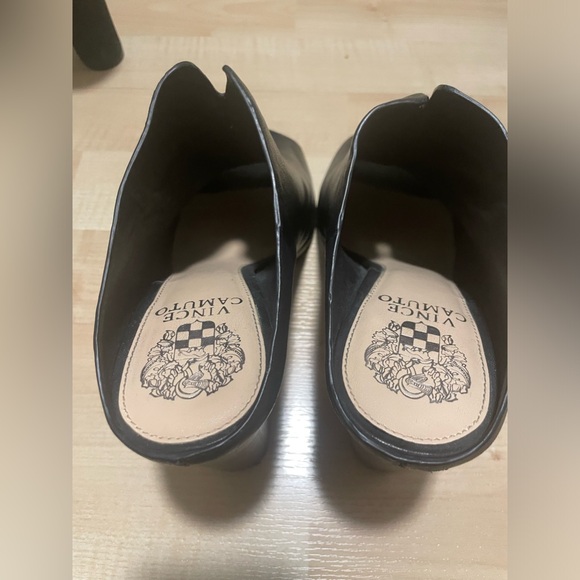 Vince Camuto | black open toe | thick heeled slide on’s - Picture 3 of 4